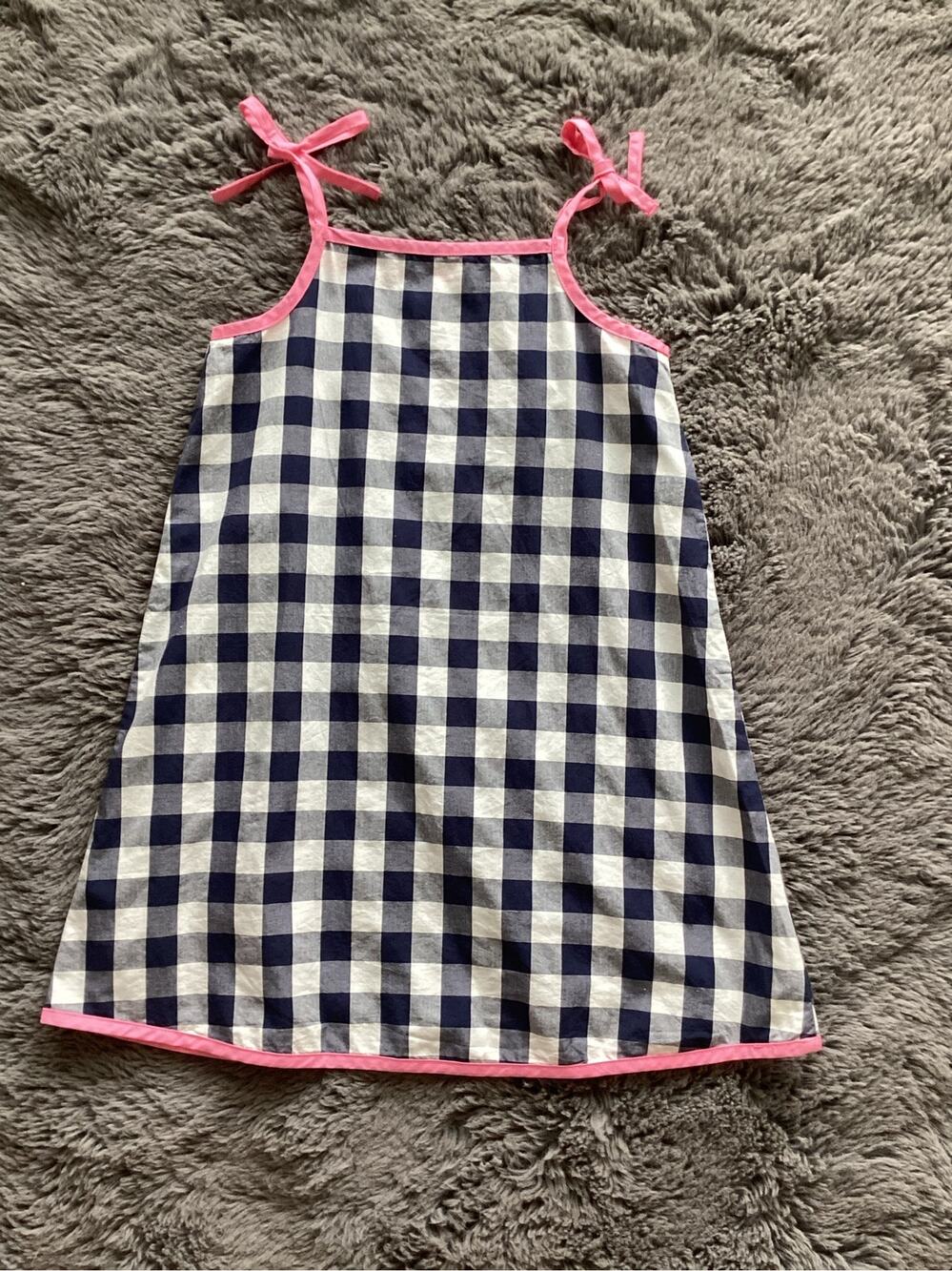 Hanna‎ Andersson Girls Gingham Plaid Tie Sleeve Summer Casual Dress Size 110/5T